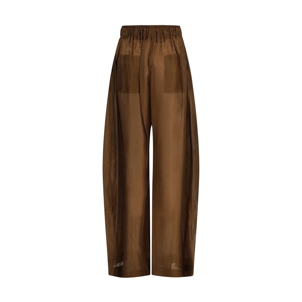 Brown Lyocell Casual Pants