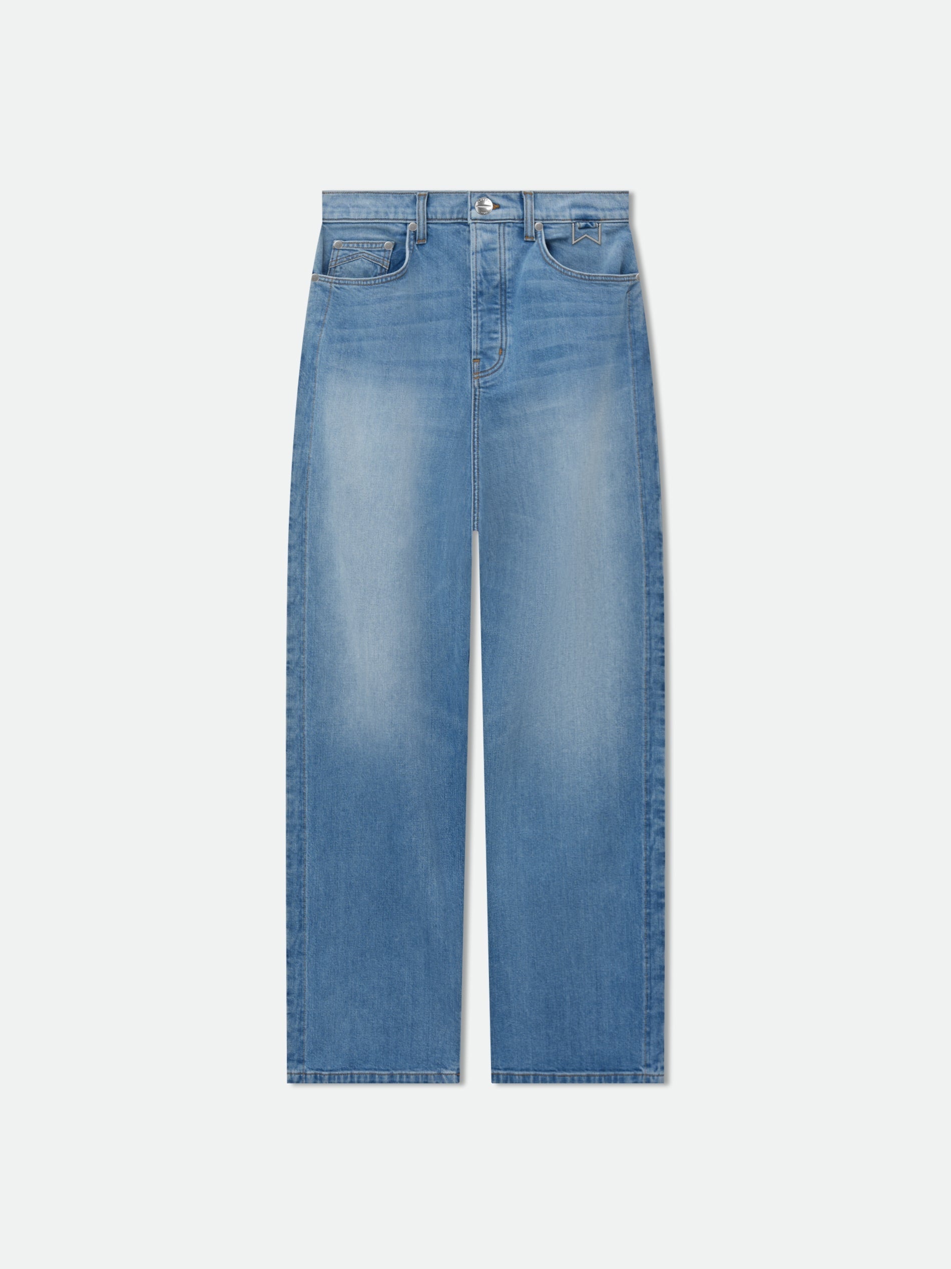 Blue Cotton Casual Pants