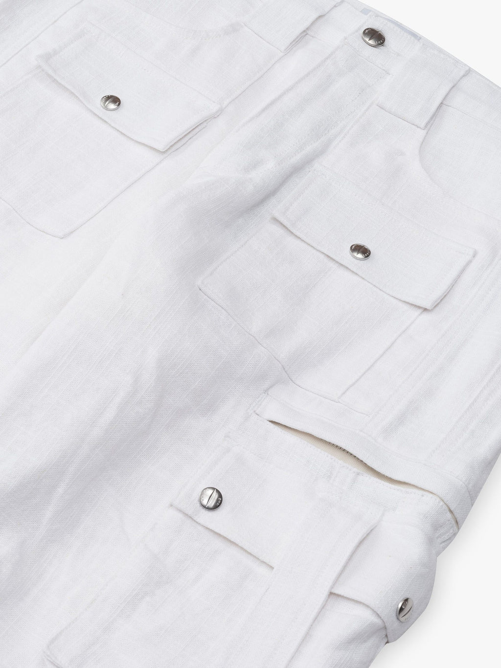 Beige Linen Cargo Pants