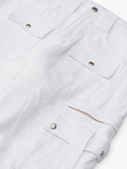 Beige Linen Cargo Pants