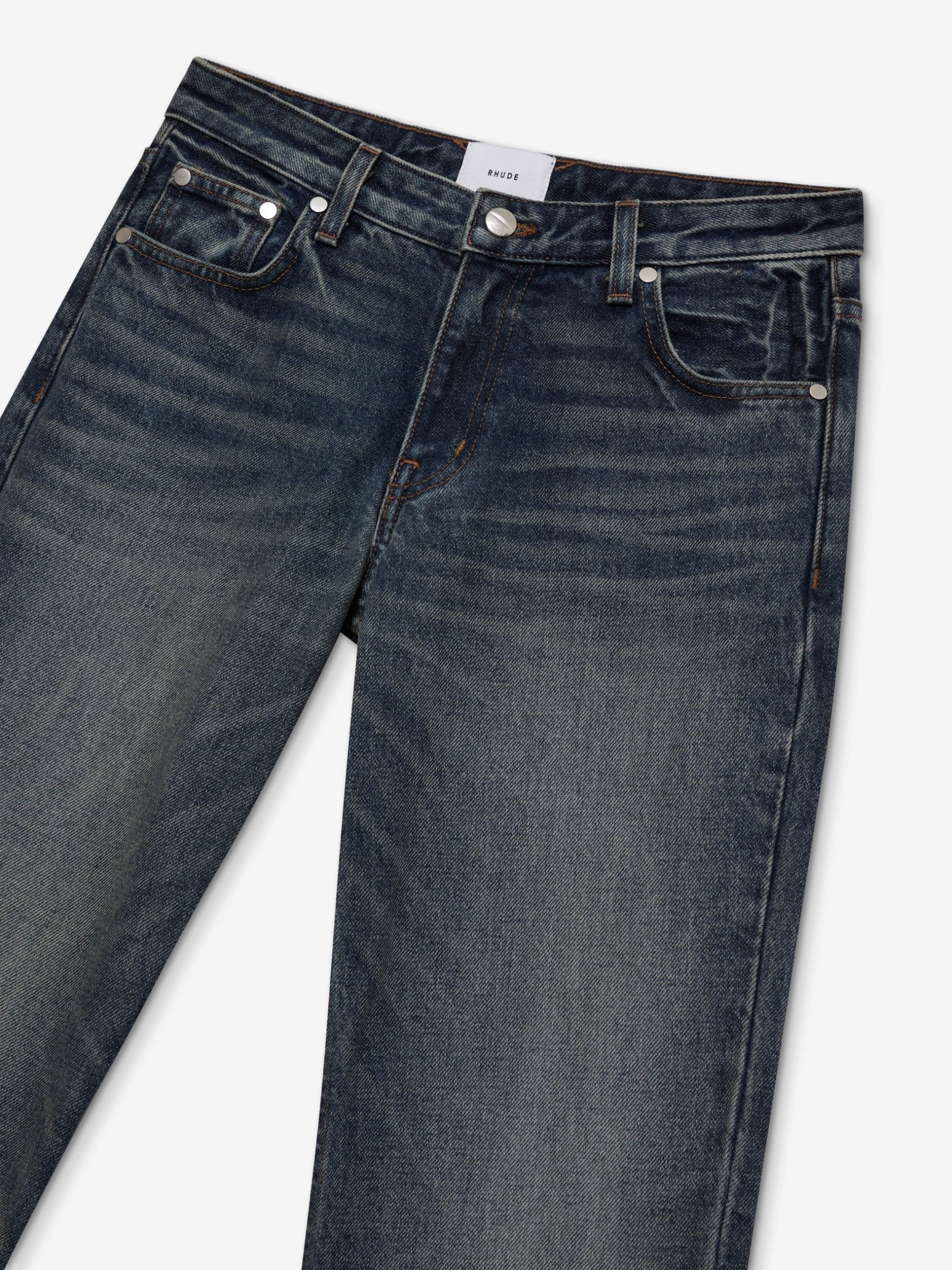 Blue Cotton Flared Jeans