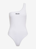 White Polyester One-Piece Swimsuit
