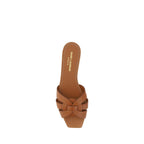 Brown Calf Leather Bos Taurus Flat Sandals
