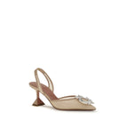 Beige Polyester Platform Pumps