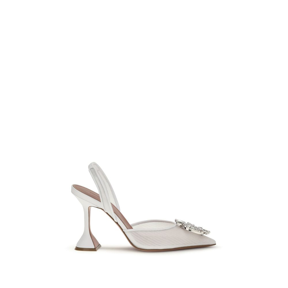 White Polyester Platform Pumps