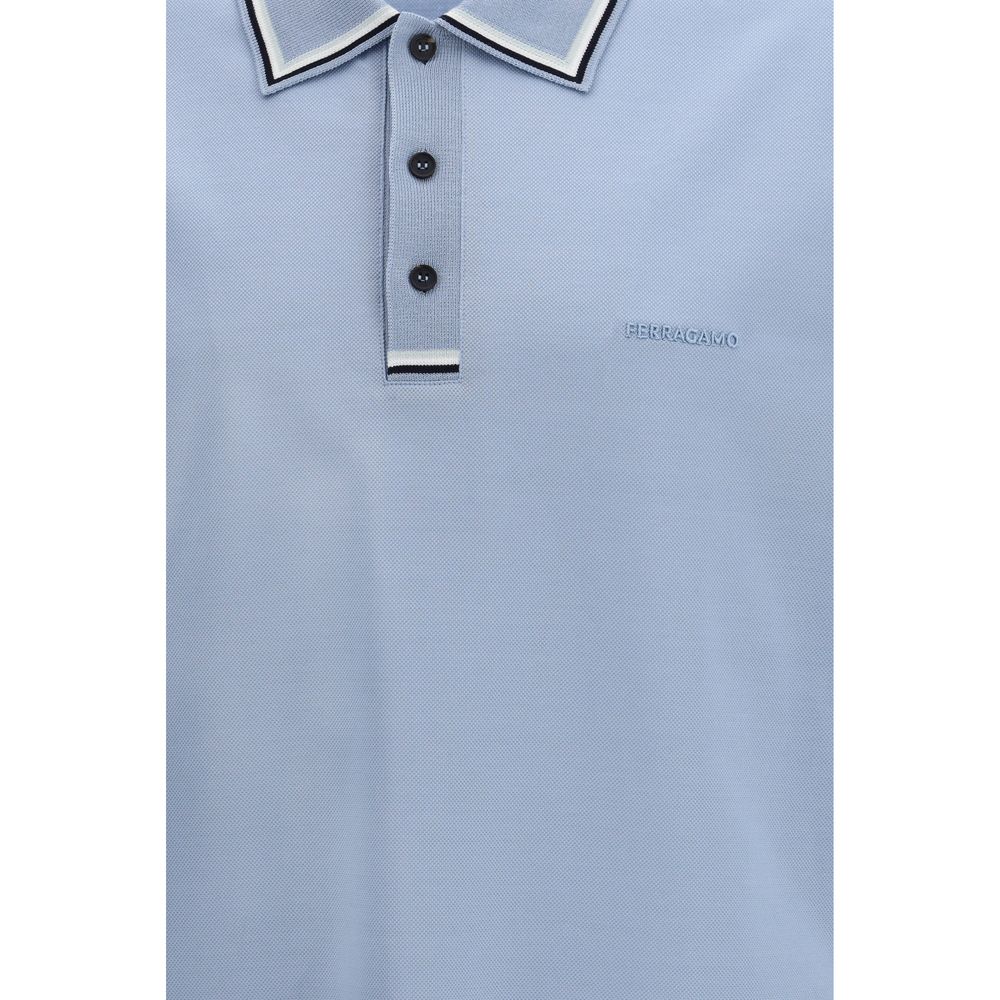 Blue Cotton Polo Shirt