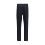 Blue Cotton Casual Pants