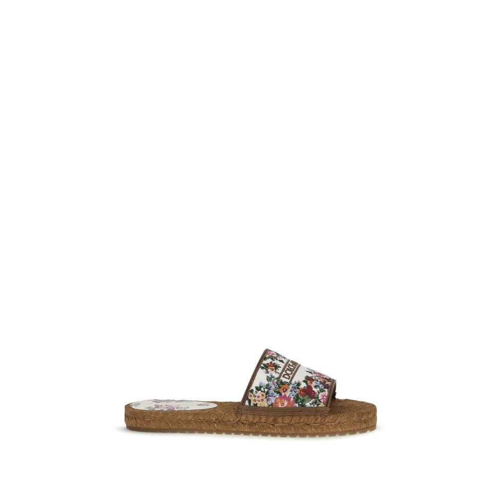 Multicolor Fabric Flat Sandals