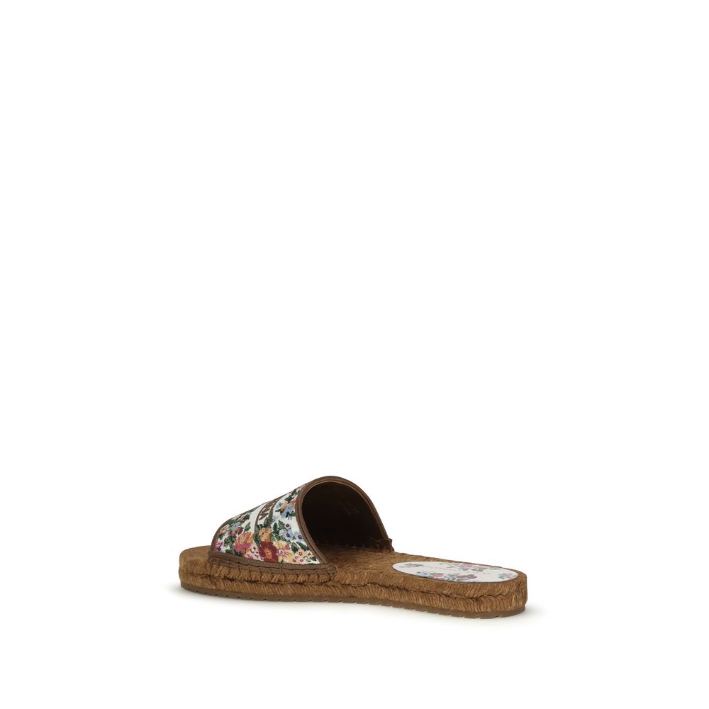 Multicolor Fabric Flat Sandals