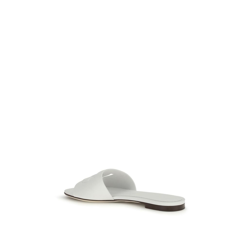 White Calf Leather Bos Taurus Flat Sandals