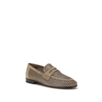 Beige Calf Leather Bos Taurus Slip-On Loafers