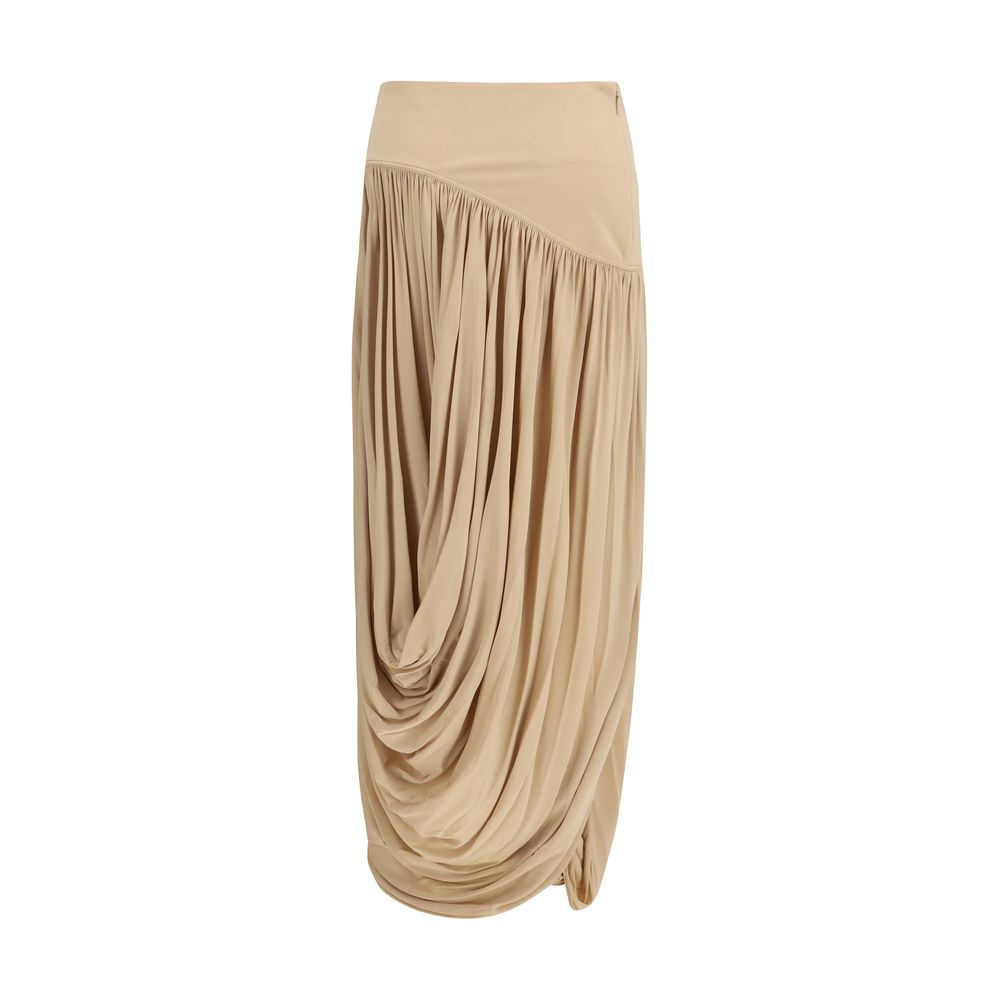 Beige Viscose Long Skirt