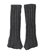 Gray Acrylic Knitted Fingerless Arm Warmer Gloves