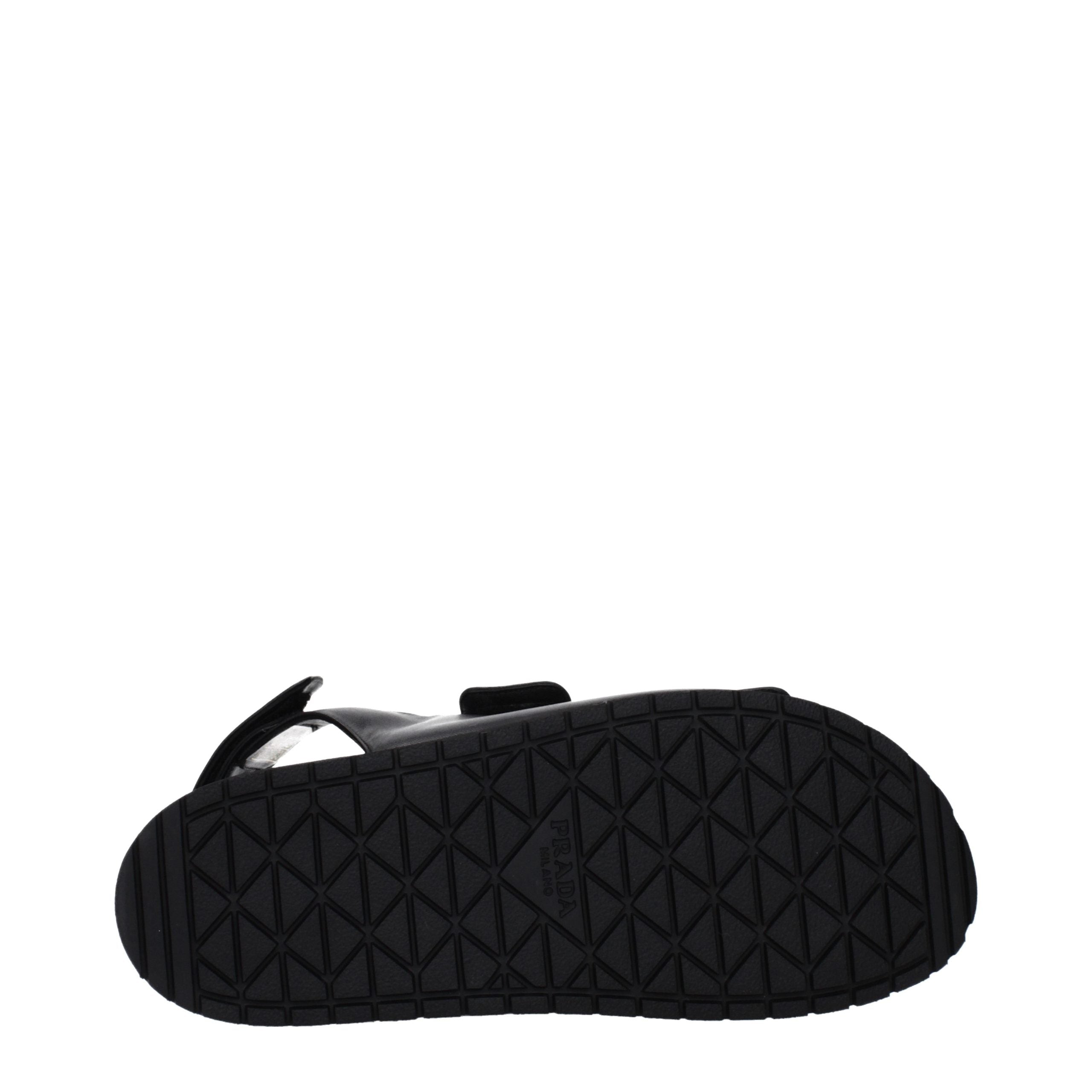 Black Leather Flat Sandals