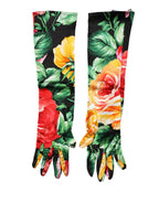 Multicolor Floral Print Elbow Length Women Gloves