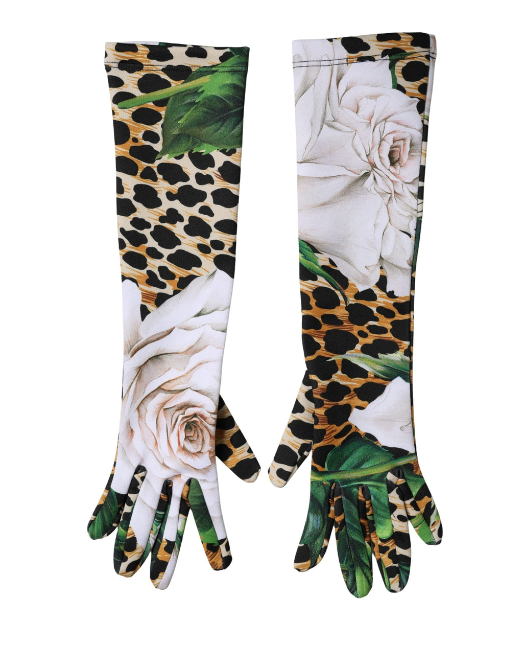Multicolor Floral Leopard Elbow Length Women Gloves