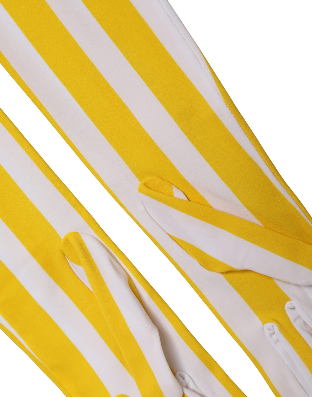 Yellow White Stripes Nylon Elbow Length Women Gloves