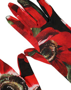 Multicolor Floral Print Elbow Length Women Gloves