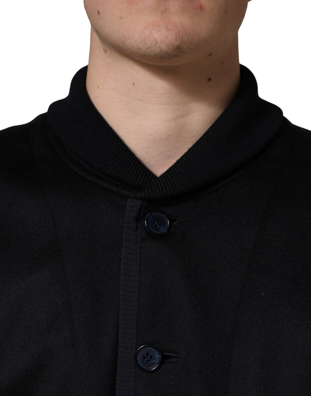 Black Cashmere Knitted Button Down Jacket