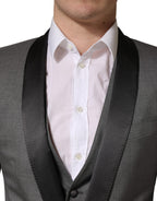 Gray Wool Single Breasted 1 Button 3PC Suit