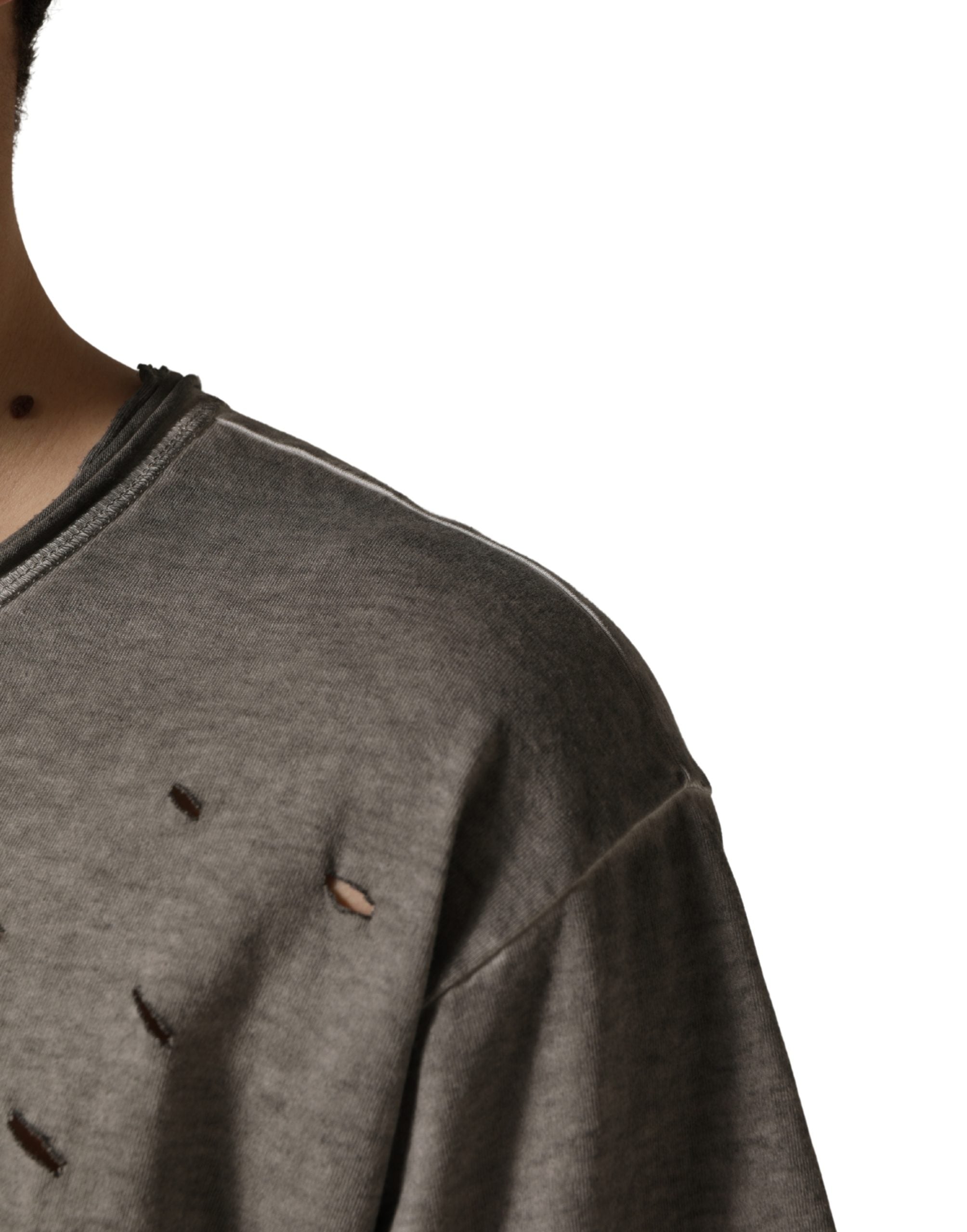 Gray DG Logo Print Cotton Round Neck T-shirt