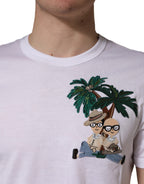 White Palm Embroidered Men Crew Neck T-shirt