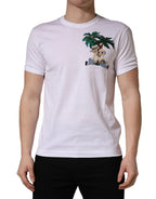 White Palm Embroidered Men Crew Neck T-shirt