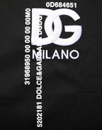 Black Logo Embroidered Men Crew Neck T-shirt