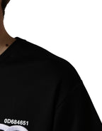 Black Logo Embroidered Men Crew Neck T-shirt