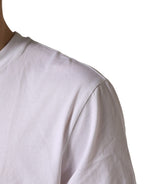 White Barcode Cotton Crew Neck Men T-shirt