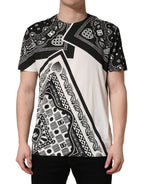 Black White Bandana Cotton Crew Neck  T-shirt
