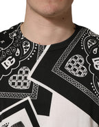 Black White Bandana Cotton Crew Neck  T-shirt