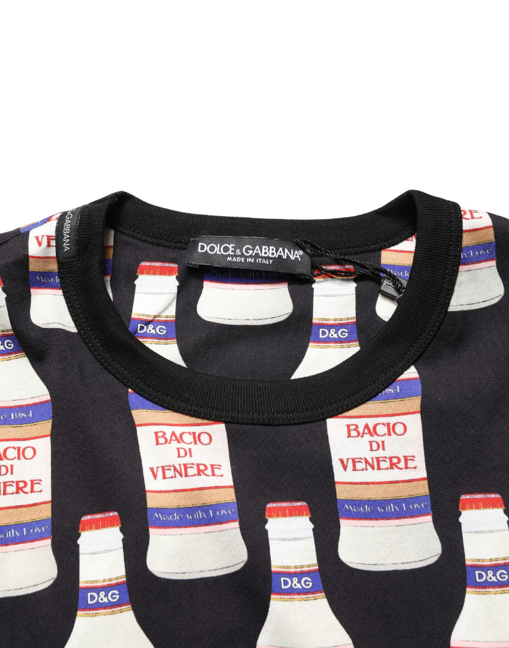 Black Bottle Print Cotton Crew Neck  T-shirt