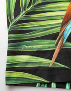 Black Bird Print Cotton Men Crew Neck T-shirt