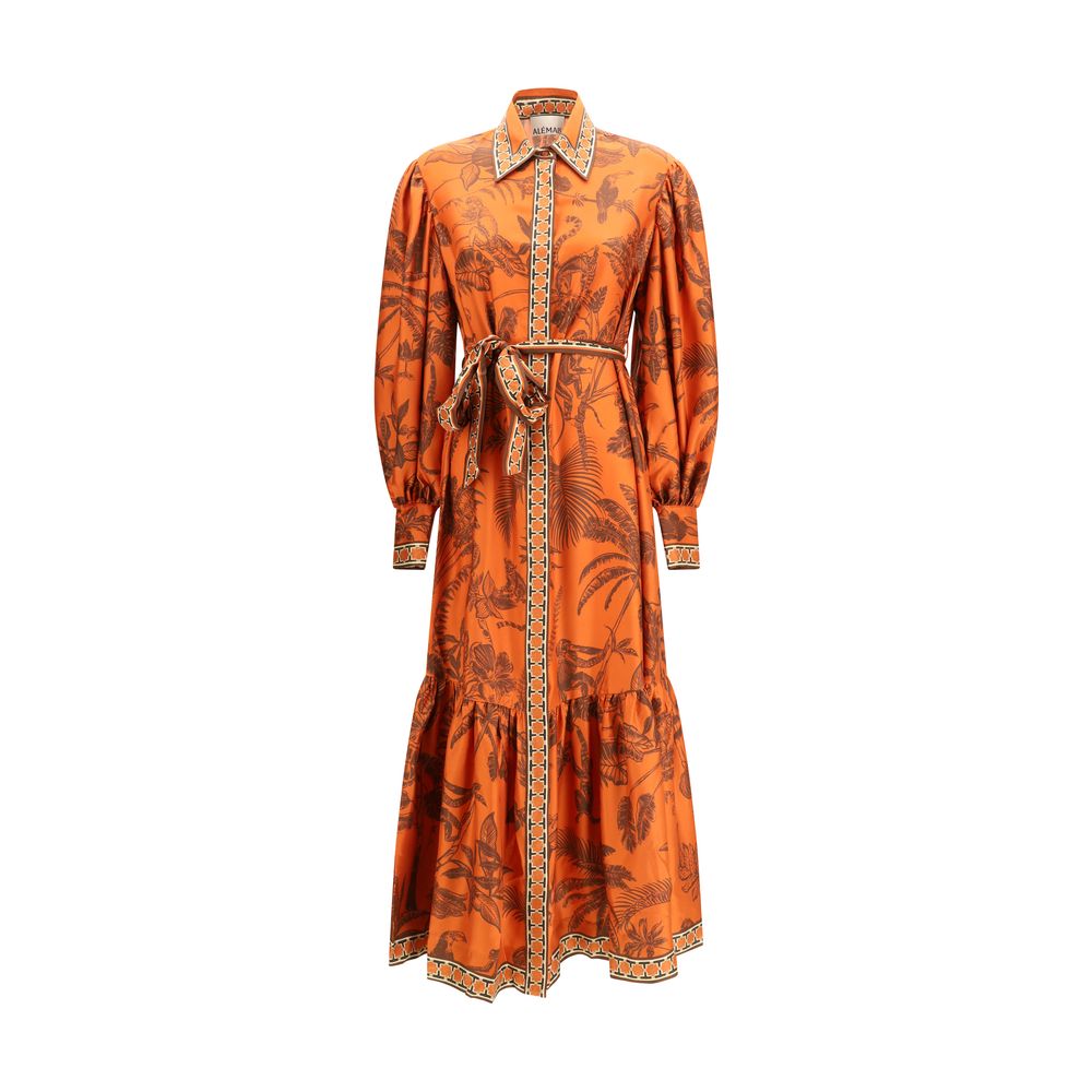 Orange Silk Casual Dress