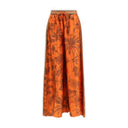 Orange Silk Casual Pants