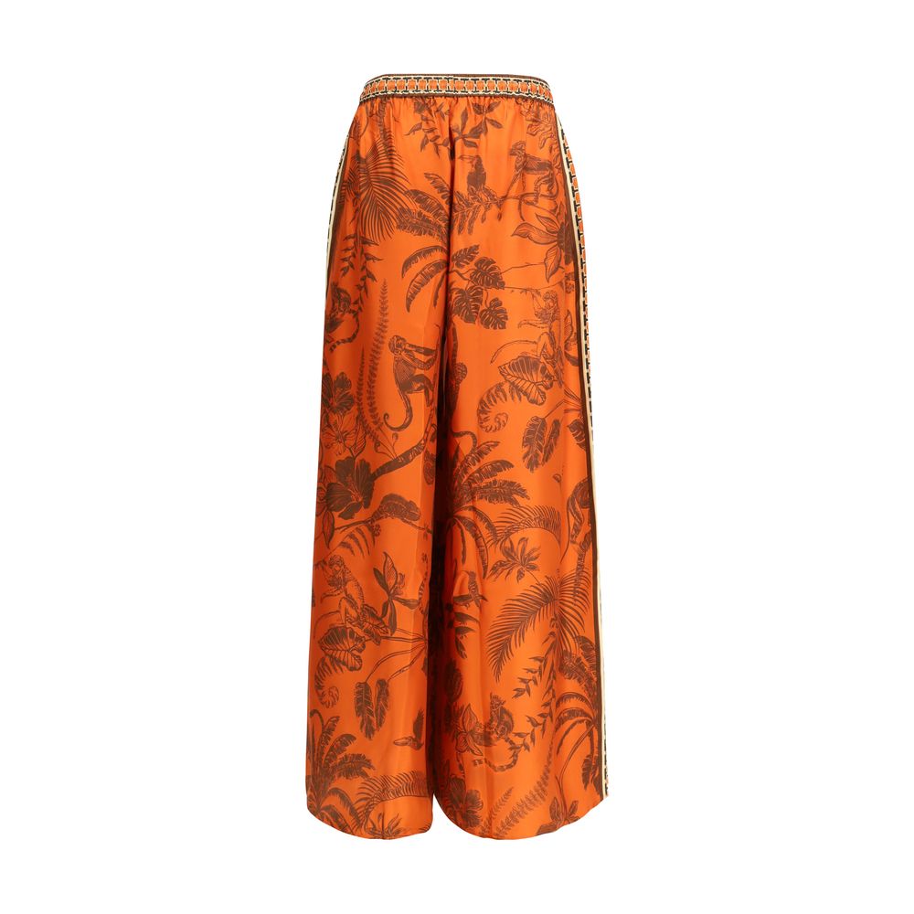 Orange Silk Casual Pants
