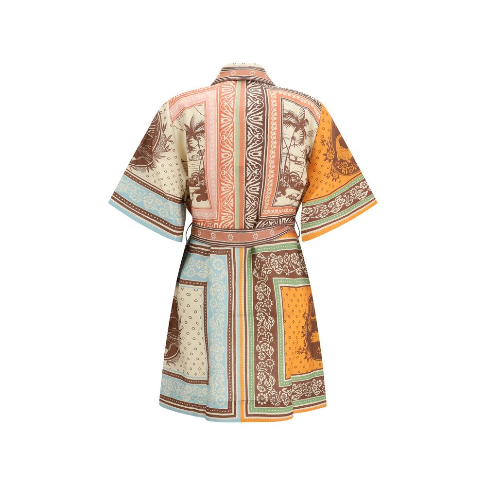 Multicolor Linen Casual Dress