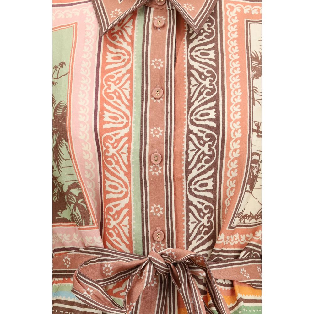 Multicolor Linen Casual Dress