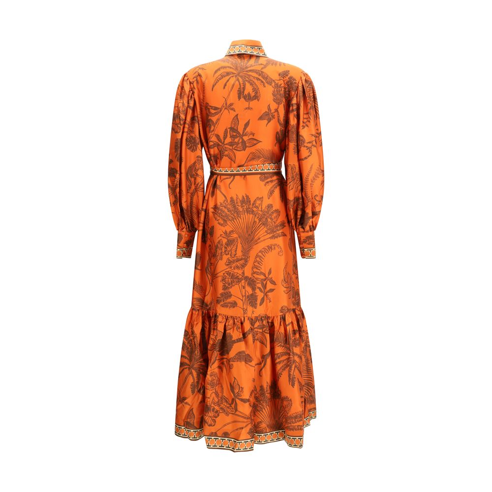 Orange Silk Casual Dress