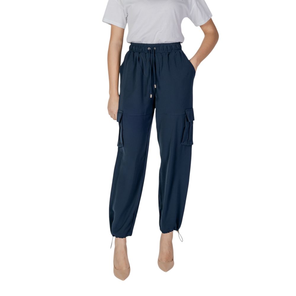 Blue Polyester Cargo Pants
