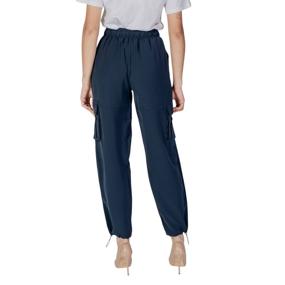 Blue Polyester Cargo Pants
