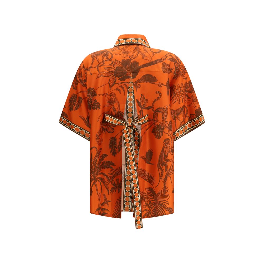 Orange Silk Pattern Shirt