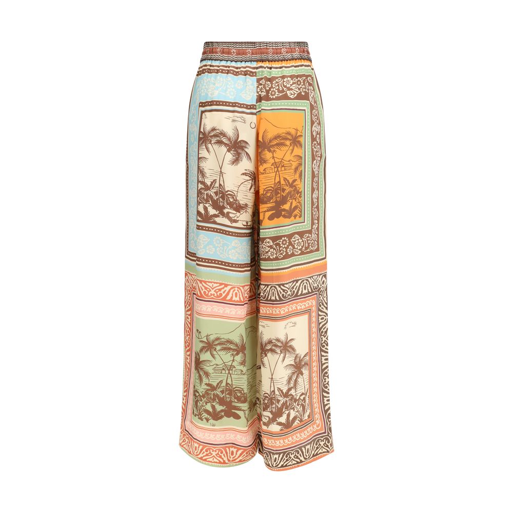 Multicolor Silk Casual Pants