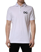White Logo Embroidered Cotton Polo T-shirt