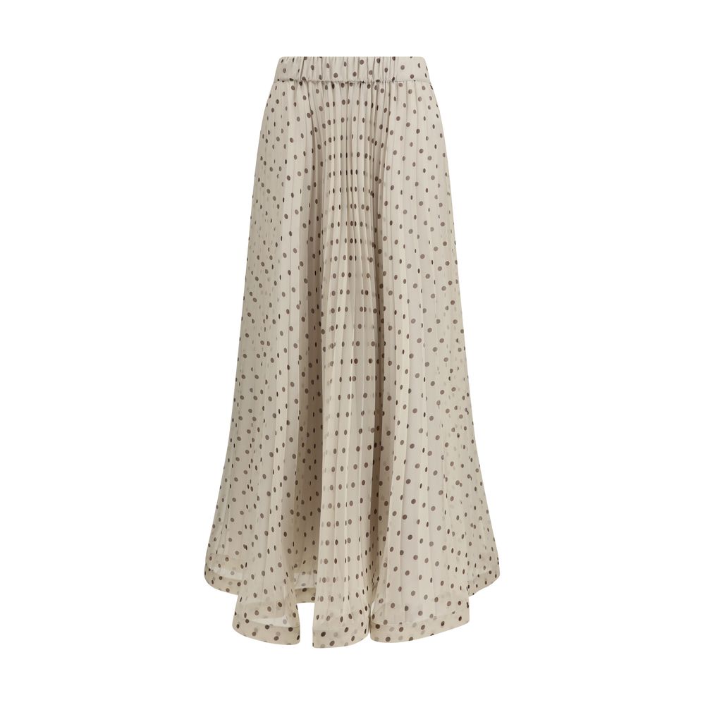 Beige Polyester Long Skirt