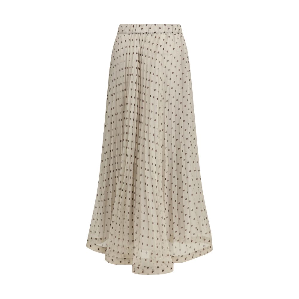 Beige Polyester Long Skirt