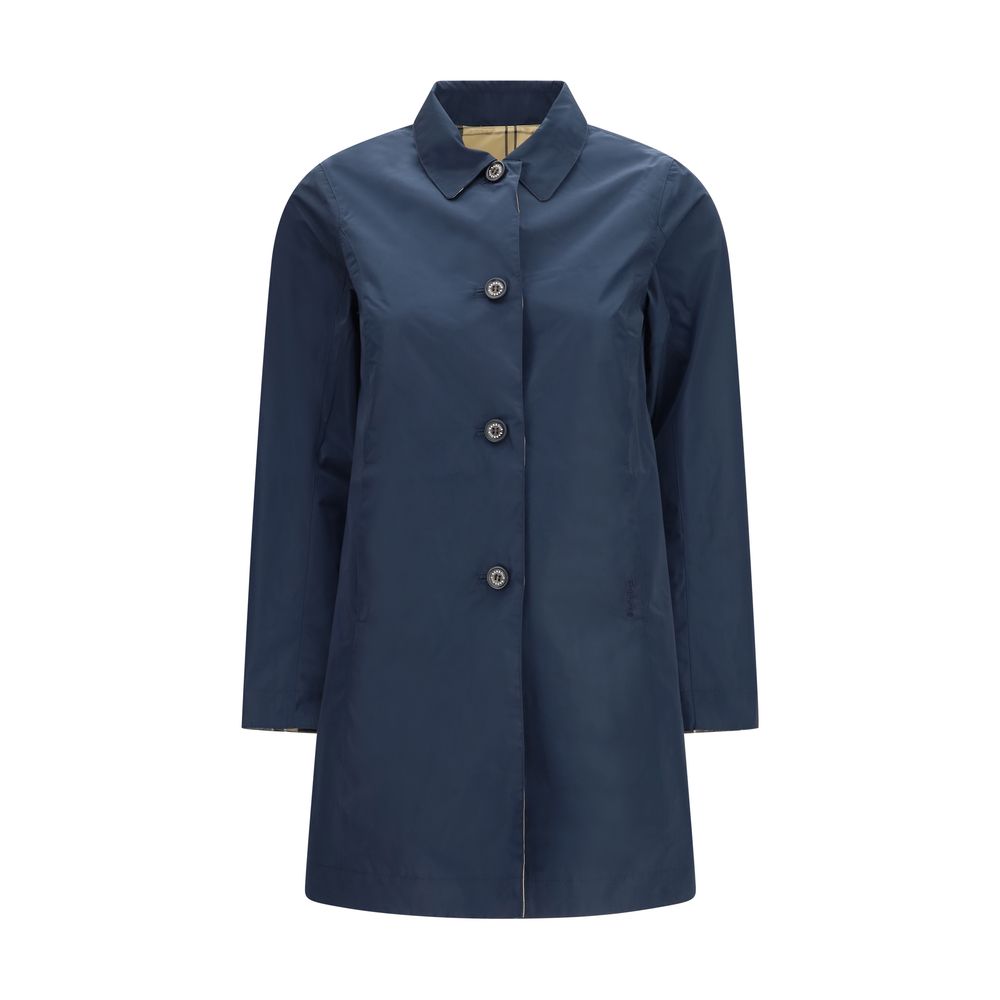 Blue Polyester Trench Coat