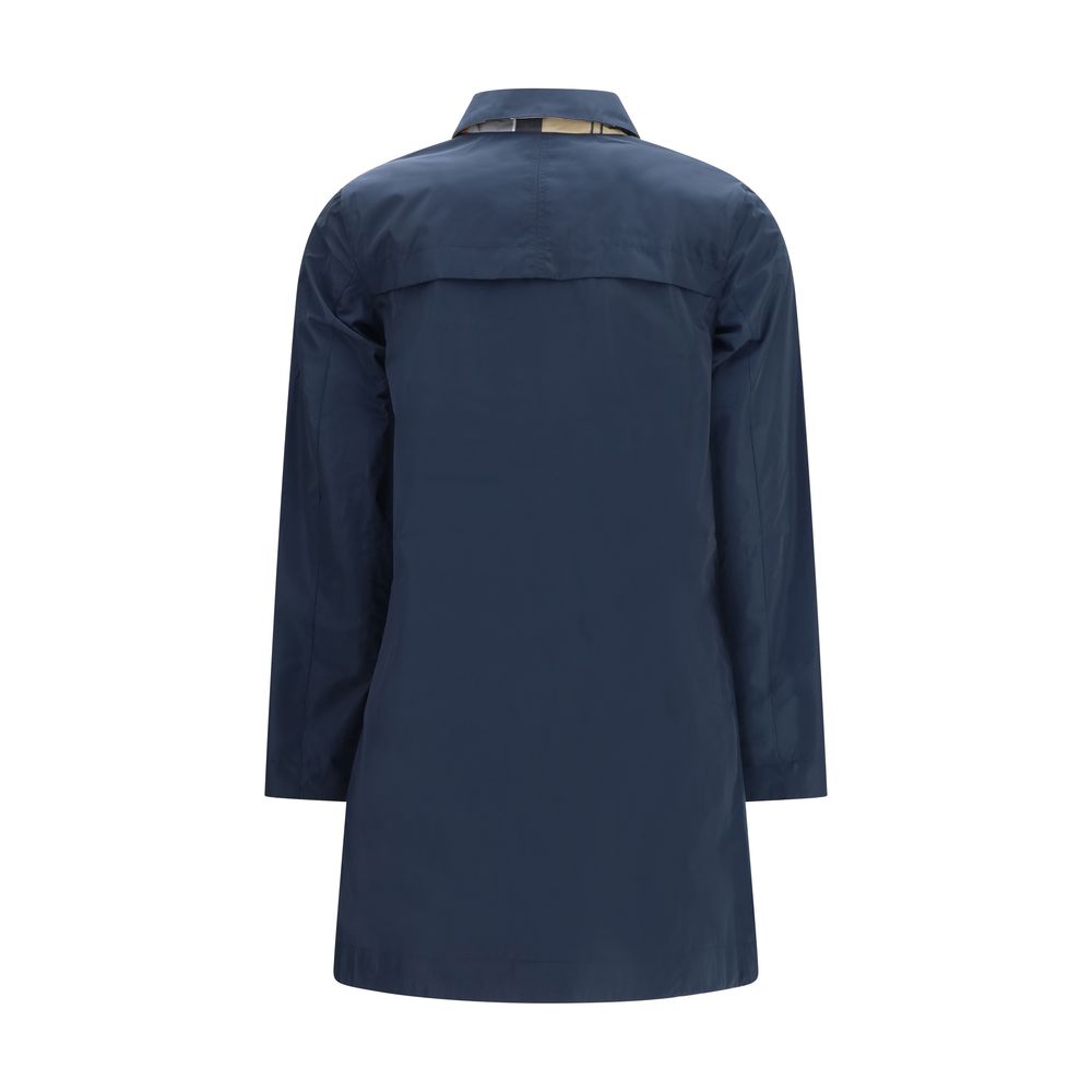 Blue Polyester Trench Coat