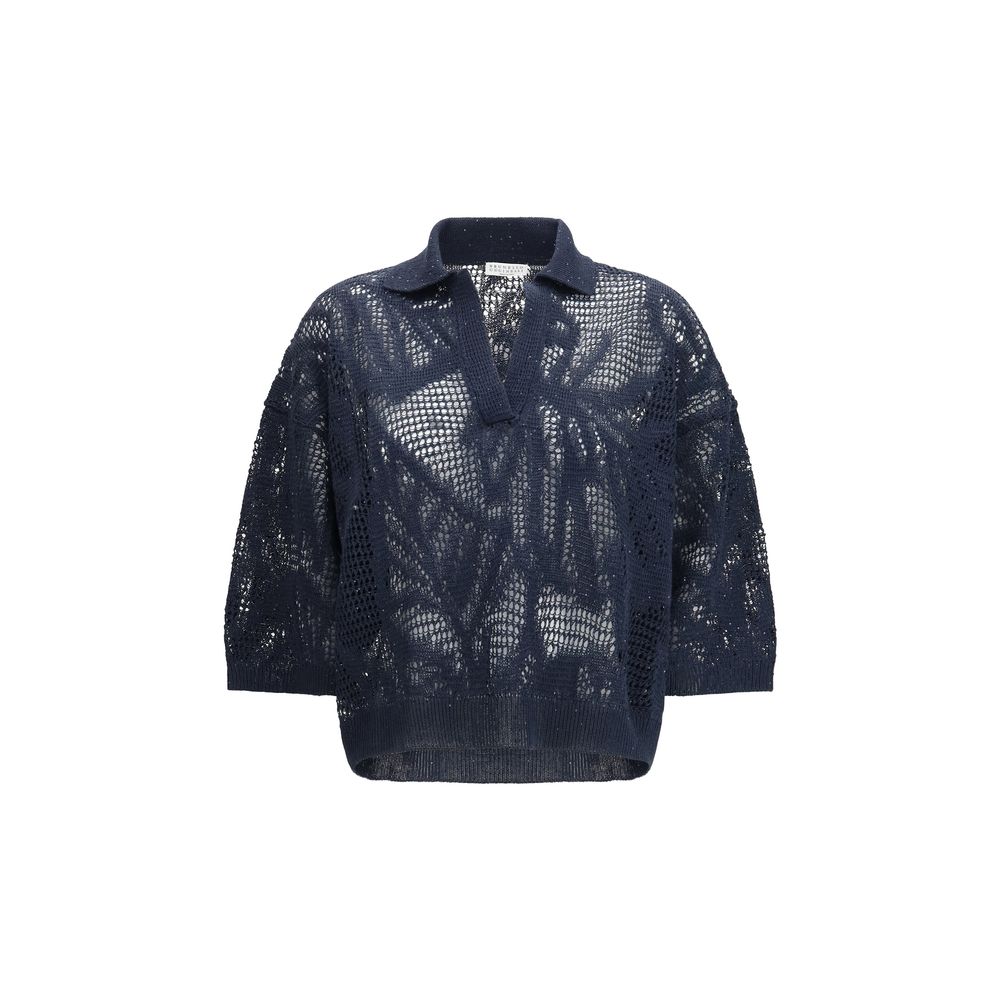 Blue Linen Polo Shirt